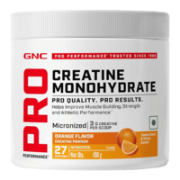Check out GNC Pro Performance Creatine Monohydrate | 100 gm | Boosts Athletic Performance | Micronized & Instantized | Fuels Muscles | Provides Energy Support for Heavy Workout | Orange on Swiggy Instamart