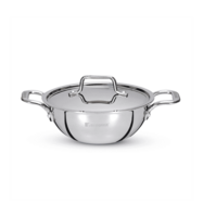 Bergner TriPro Tri-Ply Stainless Steel Kadai with Lid (24cm, 3.1 L, Induction Bottom)