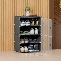 4 Layer Shoes Rack for Home | Adjustable Plastic Shoe Organizer with Door