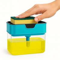 REIKI 2 in 1 Soap Dispenser for Kitchen Accessories Dishwasher Liquid Holder Liquid Dispenser Pump 400 ML with Sponge Holder Kitchen Sink Accessories Items