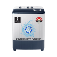 SAMSUNG 6.5 kg 5 Star Semi Automatic Washing Machine with Air Turbo Drying (WT65R2200LL/TL, Light Gray & Blue Base)