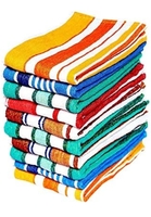 MYTHOS Cotton Hand Towels Set Of 10, 12X 18 Inch High Absrobent, Multi Color, Striped, 250 Tc