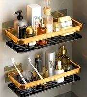 Golden Self-Adhesive Bathroom Shelf | Rust-Proof, Waterproof Stainless Steel Aluminium Wall Shelf on Flipkart