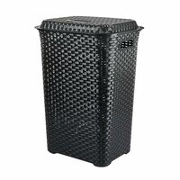 Cello Eliza Plastic Laundry Basket with Lid, Black, 50 Ltrs | Lightweight and Portable | Storage Organizer | Convenient Handling | Useful For Storing Clothes, Toys, Books