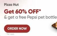Swiggy - Pizza Hut - get 60% off* + free Pepsi 475ml