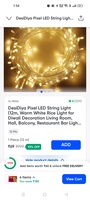 DesiDiya Pixel LED String Light (12m, Warm White Rice Light for Diwali Decoration Living Room, Hall, Balcony, Restaurant Bar Lighting)