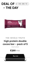 The Whole Truth Coffee / Peanut / Double Cocoa Protein Bars Pro (Pack of 5)