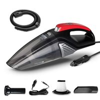 Eureka Forbes Car Vac Portable Vacuum Cleaner with 100W Suction Power | Washable HEPA Filter | LED Light | Compact | Lightweight (Black & Red)