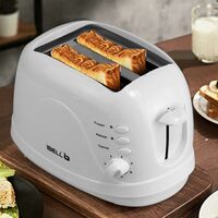 IBELL TOAST600M 2 Slice Bread Toaster, 750W Auto Pop-up Toaster Machine, 7 Browning Settings, Removable Crumb Tray, Compact Toaster for Home (White)