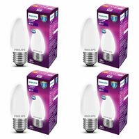 PHILIPS 4-watt Filament Candle LED Bulb | Diffused Candle Bulb for Home & Decoration | Bulb Base: E27, Cool White | Pack of 4
