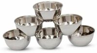 Bowl Stainless Steel Vegetable Bowl (Silver, Pack of 6)