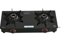 CELLO Hexa Manual Ignition Black Aluminium Alloy Burner Toughened Glass Glass Manual Gas Stove  (2 Burners)