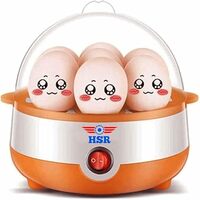 HSR Stainless Steel, Plastic Egg Boiler Electric Automatic Off 7 Egg Cooker Poacher For Steaming, Cooking, Boiling And Frying (350 Watts), White, Orange