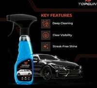 TOPGUN Glass Cleaner 250 ml, Easily Removes Mud, Dirt, Grease, and Finger Marks from Glass