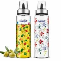 Homepuff Glass Oil Dispenser Bottles Set – 2x500ml, Leak-Proof Pourer (Pastel) At Just Rs.549