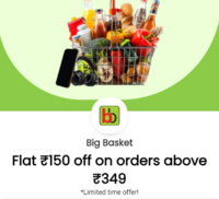 Canara Bank, BOB World App : Flat ₹150 off on orders above ₹349 on Bigbasket (old users also)