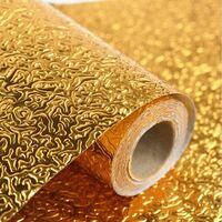 Arto Golden Oil Proof Waterproof Paper Aluminum Foil Backsplash Sticker Stove Cabinet Liner Decor Self Adhesive Wallpapers