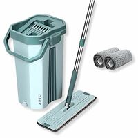 Arto Bucket Flat Mop with Telescopic Stick, 360° Flexible Spin Head with Super Absorbat Microfiber Pad Extended Steel Handle Mop with 2 Soft Refill Microfiber Pads (Multicolor)