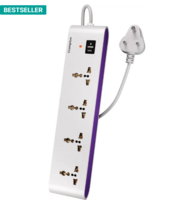 Crompton Powerbox Alpha S 4 Socket Extension Boards  (White, Purple, 2 m)
