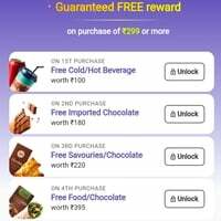 Adani Rewards - Guaranteed Free Rewards(food, imported chocolates, beverage) On purchase of 299 or more