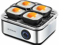 Longway LWEB04 500 Watt Stainless Steel Egg Boiler And Poacher,2-in1 Boils 8 Eggs, Poach 4 Eggs, Egg Cooke