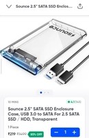 Sounce 2.5" SATA SSD Enclosure Case, USB 3.0 to SATA For 2.5 SATA SSD / HDD, Transparent