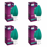 Philips LED Deco Green 0.5W Glass Candle (Pack of 4)