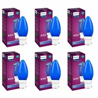 Philips LED Deco Blue 0.5W Glass Candle (Pack of 6)