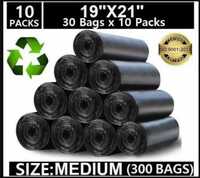 Medium Garbage Bags | 300 Pack (30 Bags × 10 Rolls )