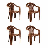 Cello Capri Arm Chair (Sandalwood Brown, Set of 4) | Strong and Durable | Easy to Clean 