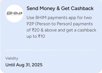 BHIM UPI app get 10rs cashback on 40 rs payment (20 x 2)