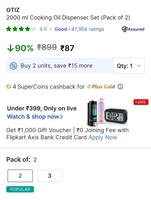 Pack of 2 oil dispenser [1 litre + 1 litre] at Rs.82 + 5 supercoins