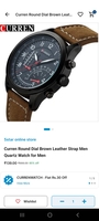 Curren Round Dial Brown Leather Strap Men
Quartz Watch for Men