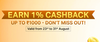 Spend ₹10,000 or more with your BOBCARD & Earn 1% Cashback Up To ₹1000  (23-31 Aug, User Specific)
