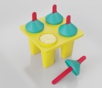 Apply 30% Coupon] Clazkit Plastic 4 Cavity Reusable Ice Pop Makers, Homemade Popsicle/ Frozen Ice Cream/Kulfi Candy for Children & Adults Set of 1 - Multicolor, 11L x 11W x 15H cm