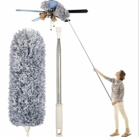 KIRMIT Microfiber Feather Duster Bendable & Extendable Fan Cleaning Duster with 100 inches Expandable Pole Handle Washable Duster for High Ceiling Fans,Window Blinds, Furniture (Standard)