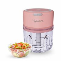 Lifelong LLWC03 (30Watt) USB Rechargeable Wireless Electric Chopper, 250ml, with Stainless Steel Blades for Onion, Garlic, Vegetables, Nuts, Meat - Pink