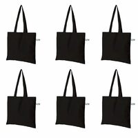 Apply 20% coupon - VantageKart Black Cotton Plain Tote Shopping Bags with Extra Strong 13" Handle | Hold 35 lbs | Heavy Duty, Washable, Eco Friendly Biodegradable Canvas Multipurpose Grocery Bag - Set of 6