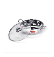 Sumeet Stainless Steel Induction Bottom (Encapsulated Bottom) Kadhai With Glass Lid (Size No.11, 1.5L, Induction and Gas Stove Friendly, Silver)