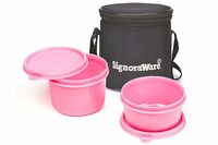 Signoraware Executive Small Lunch Box with Bag, 15cm, Pink