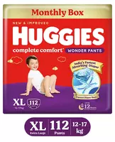 Huggies Complete Comfort Wonder Pants, India's Fastest Absorbing Diaper | XL Size, 112 Diapers
