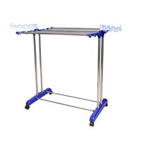 Mega Clothing Stand | Stylish Garment Stand | Hanging Rack | Clothes Hanger for Balcony & Bedroom | 1-Tier Folding Clothes Rail Clothes Horses Drying Rack (Royal Blue)