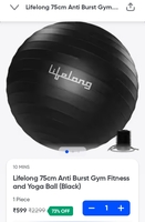Lifelong 75cm Anti Burst Gym Fitness and Yoga Ball (Black)
