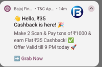 Flat 35 cashback on Two Scan & Pay transaction of 1000.