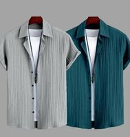 Men Striped Casual Grey, Light Blue Shirt