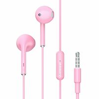 Ambrane Wired Headphones in Ear Earphones with in-Line Mic for Clear Calling, 14Mm Dynamic Drivers for Boostedbass, 3.5Mm Jack, Multi-Functional Controller (Stringz 38 Lite, Pink)