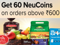 Tata Neu × BigBasket: Get 60 NeuCoins on orders above Rs. 600 (7 AM - 11AM, 27 Aug - 29 Aug)
