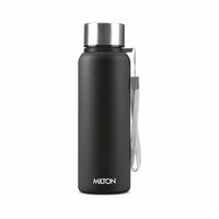 MILTON Brim 750 Stainless Steel Water Bottle 690 ml, Single Walled, ISI Certified I Leak Proof Lid, Rust Proof I For School, Office, Gym I Black