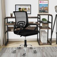 Casa Copenhagen Mesh Mid Back Office/Study/Computer/Revolving/Desk Chair for Work from Home -Metal Base, Height Adjustable Seat- Jet Black & Black Handle