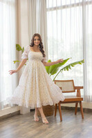 Women Fit and Flare White Maxi/Full Length Dress